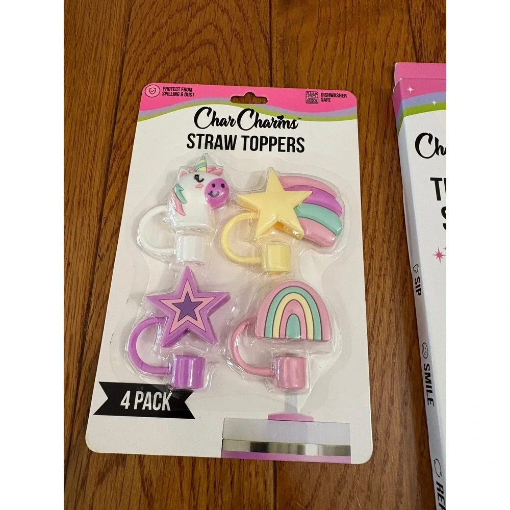 Char Charms Straw Toppers and Tumbler Straws Bundle for 30oz‎ 40oz Stanley Cups